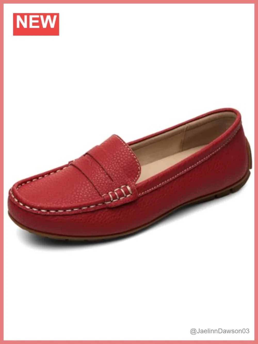 Women's Leather Penny Loafers Slip-Ons Comfortable Lightweight Work Office